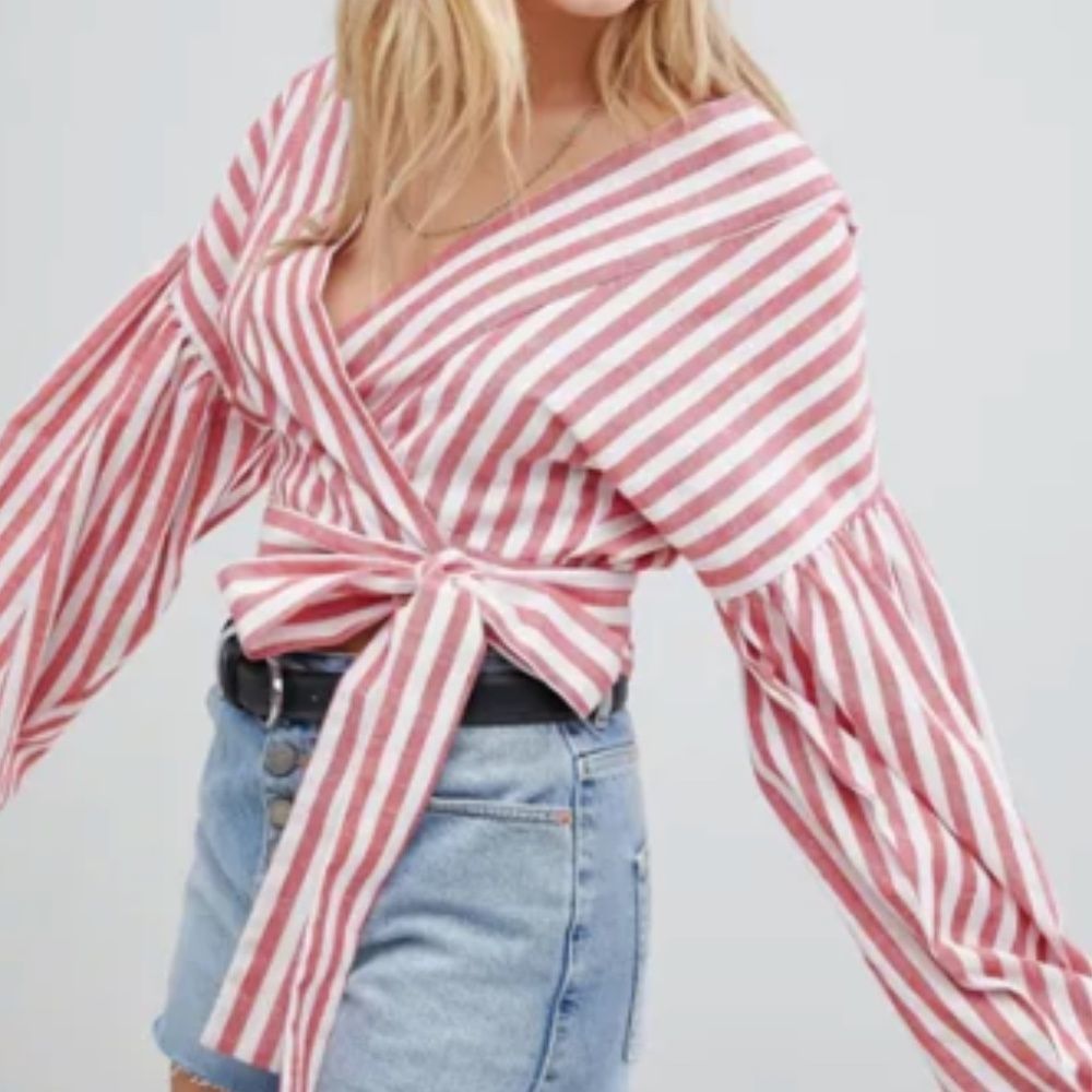 Boohoo Stripe Tie Side Top
